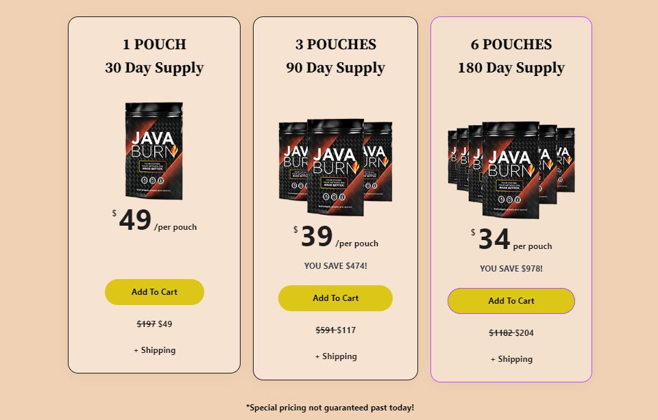 Java Burn pricing